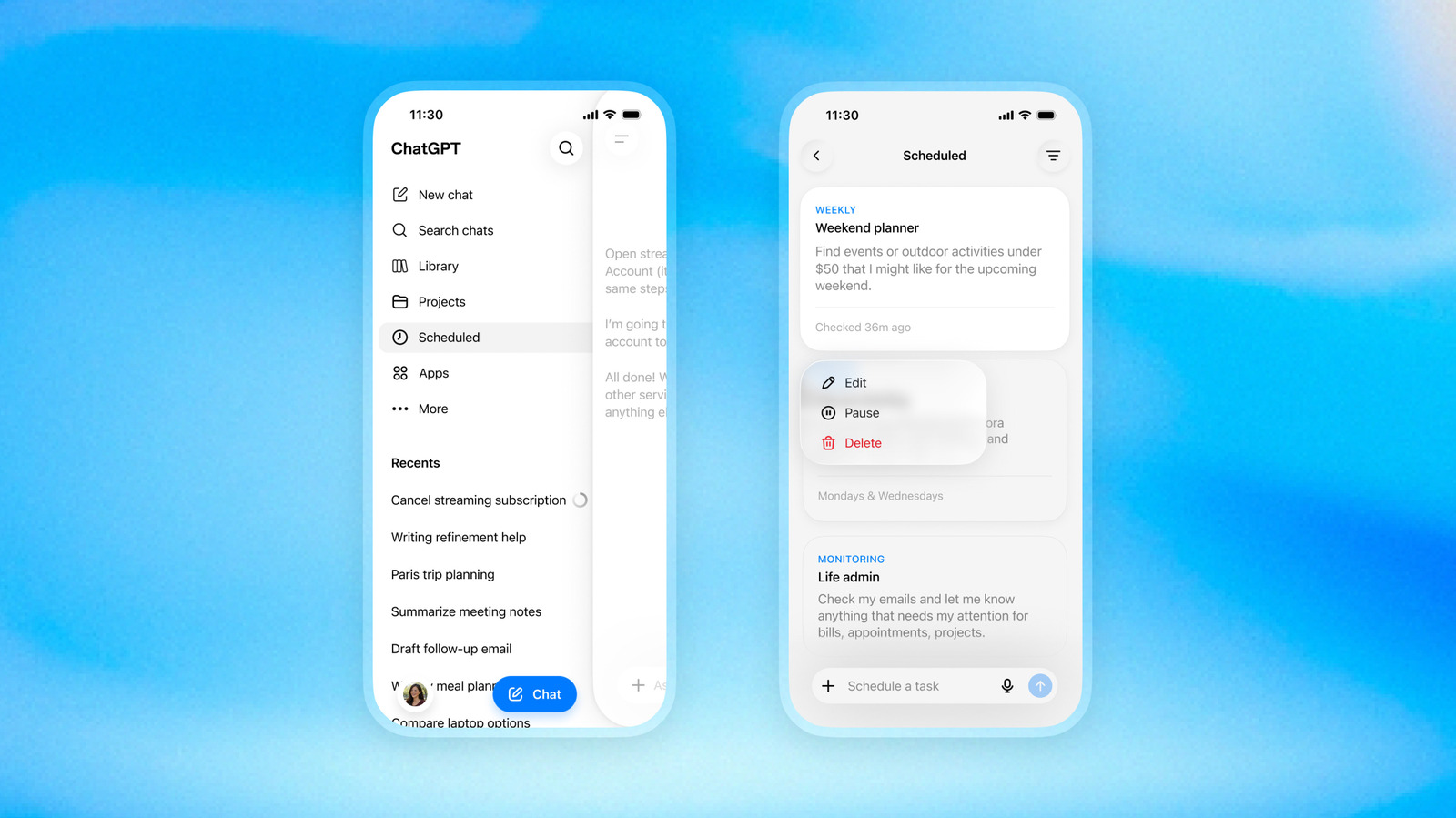 ChatGPT : des tâches déclenchées par Gmail, Slack et GitHub, et un navigateur qui gère les comptes connectés