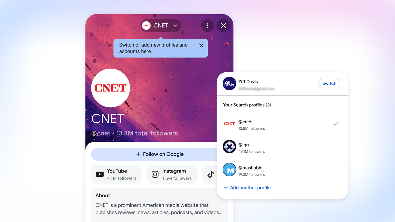 Search profiles : Google abaisse le seuil à 10 000 abonnés et ajoute la gestion multi-marques